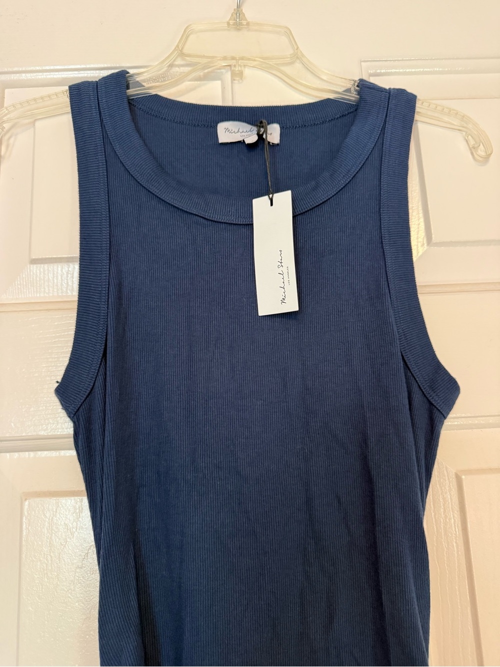 NWT Sleeveless Navy Ruched Michael Stars Midi Dress-Size Small - Picture 2 of 4
